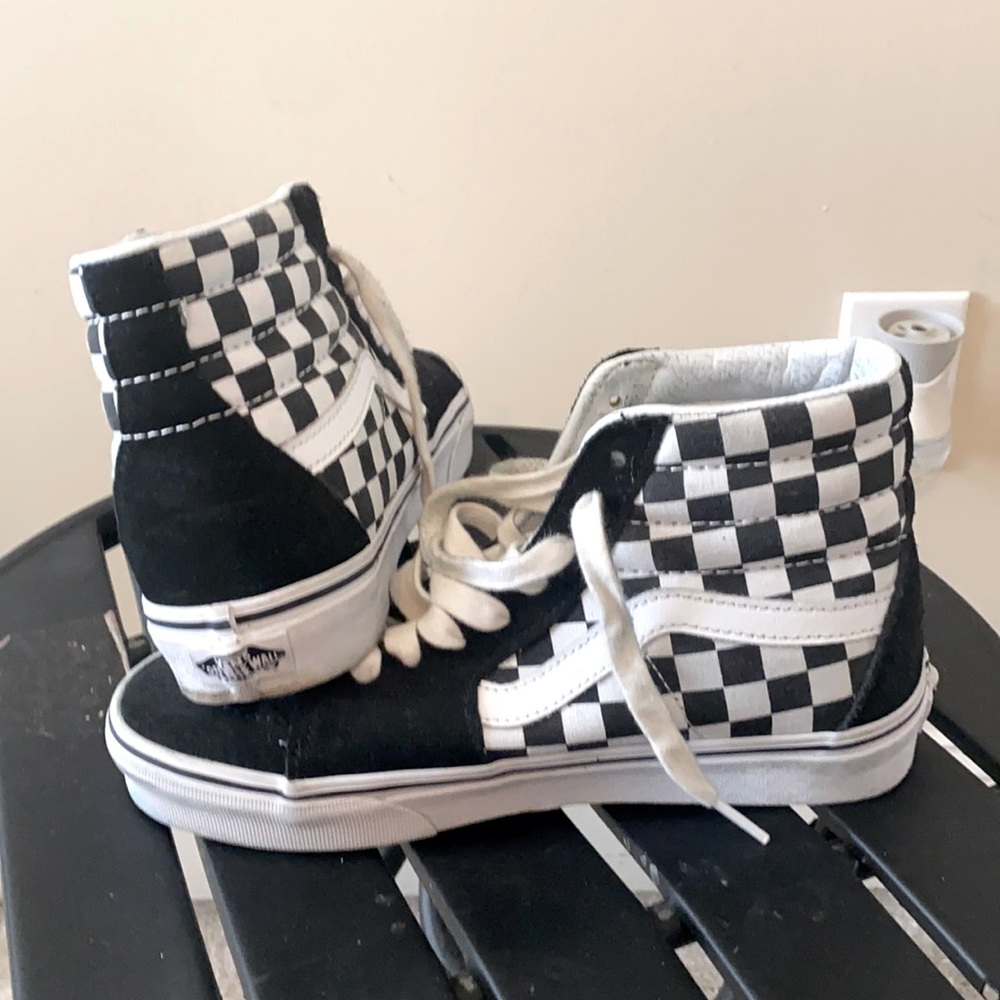 Women’s Van High Top Black And White Checkered Board Shoe